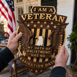 Veteran Memorial Plaque: "I Am A Veteran - My Enlistment Oath Has No Expiration Date" - design detail