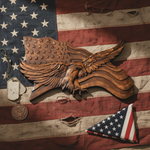 Eagle & Flag Wood Wall Plaque - Handcrafted American Heritage Tribute - side view