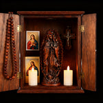 Our Lady of Guadalupe Round Wooden Tabletop Ornament - size and finish detail