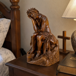 Boxwood "Crown of Thorns" Jesus Meditation Sculpture - Hand-carved Spiritual Art | A Concrete Reminder o - Christian gift presentation