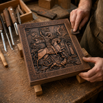 St. George the Victorious Hand-Carved Wood Icon – A Symbol of Courage & Faith - size and finish detail