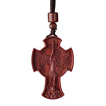 St. Michael the Archangel Wooden Cross Pendant - size and finish detail
