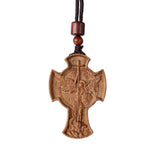 St. Michael the Archangel Wooden Cross Pendant - design detail