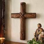 Hand-Carved Beechwood Intertwined Cross of Unity in Christ - side view
