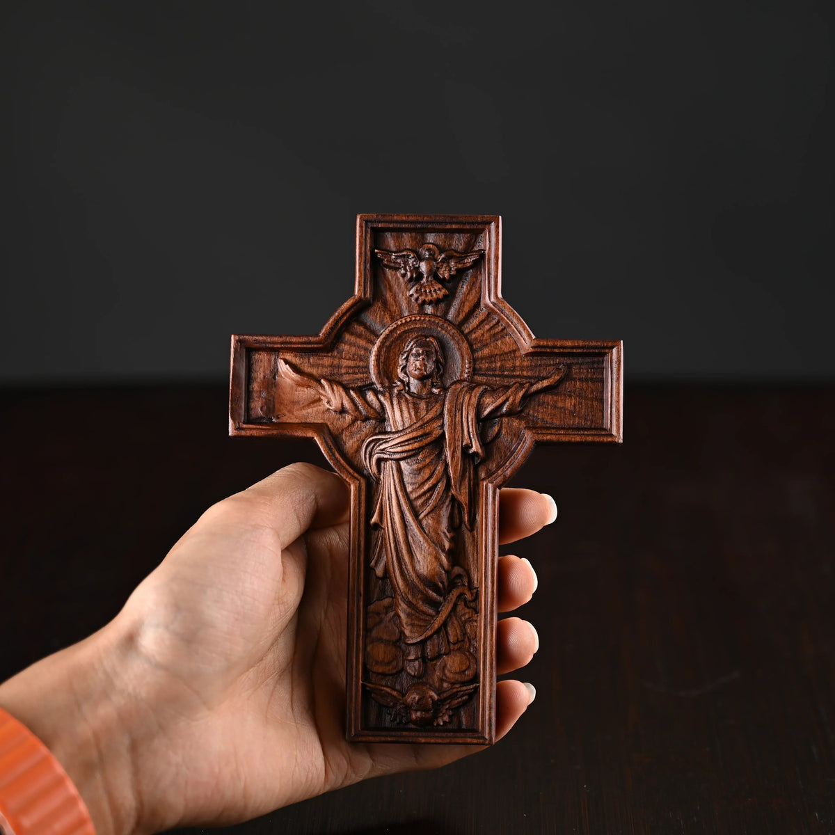 mokarve Ascension of Jesus wood carving cross —The best gifts for Easter - mokarve