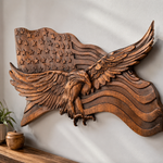 Eagle & Flag Wood Wall Plaque - Handcrafted American Heritage Tribute - size and finish detail