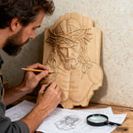 Jesus Crown of Thorns Beechwood Sculpture - craftsmanship detail