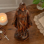Hand-carved boxwood icon of the Immaculate Heart of Mary