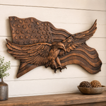 Eagle & Flag Wood Wall Plaque - Handcrafted American Heritage Tribute - size and finish detail