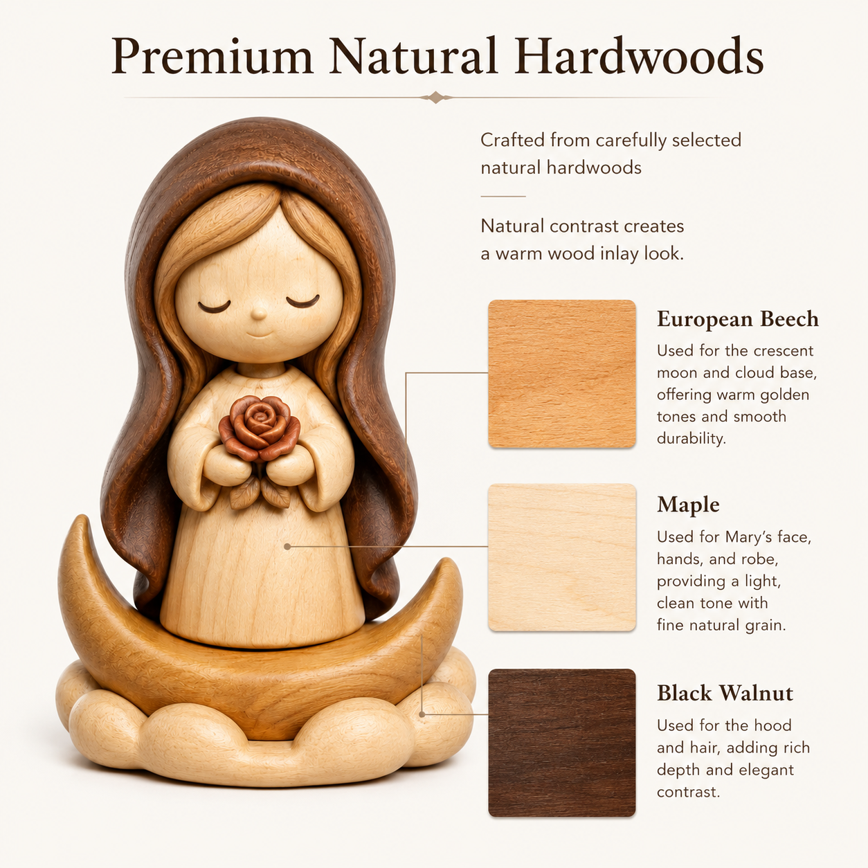 Original Wooden Virgin Mary Blessing Decor