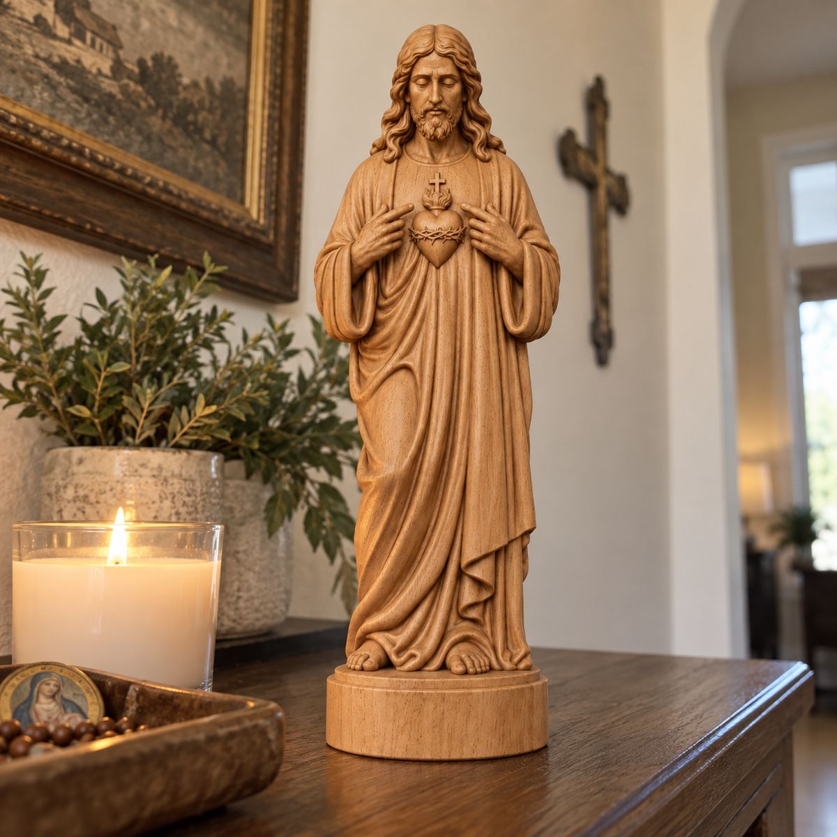 Sacred Heart of Jesus Beechwood Statue