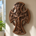 Hand-Carved Beechwood “Hand of Redemption” Crucifix | The Passion and Divine Grace of Christ