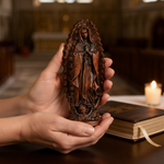 Our Lady of Guadalupe Round Wooden Tabletop Ornament - Christian gift presentation