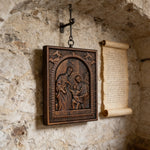 Beechwood Holy Family Wall Hanging: Carving Devotion in Wood, Bringing Sacred Warmth - size and finish detail