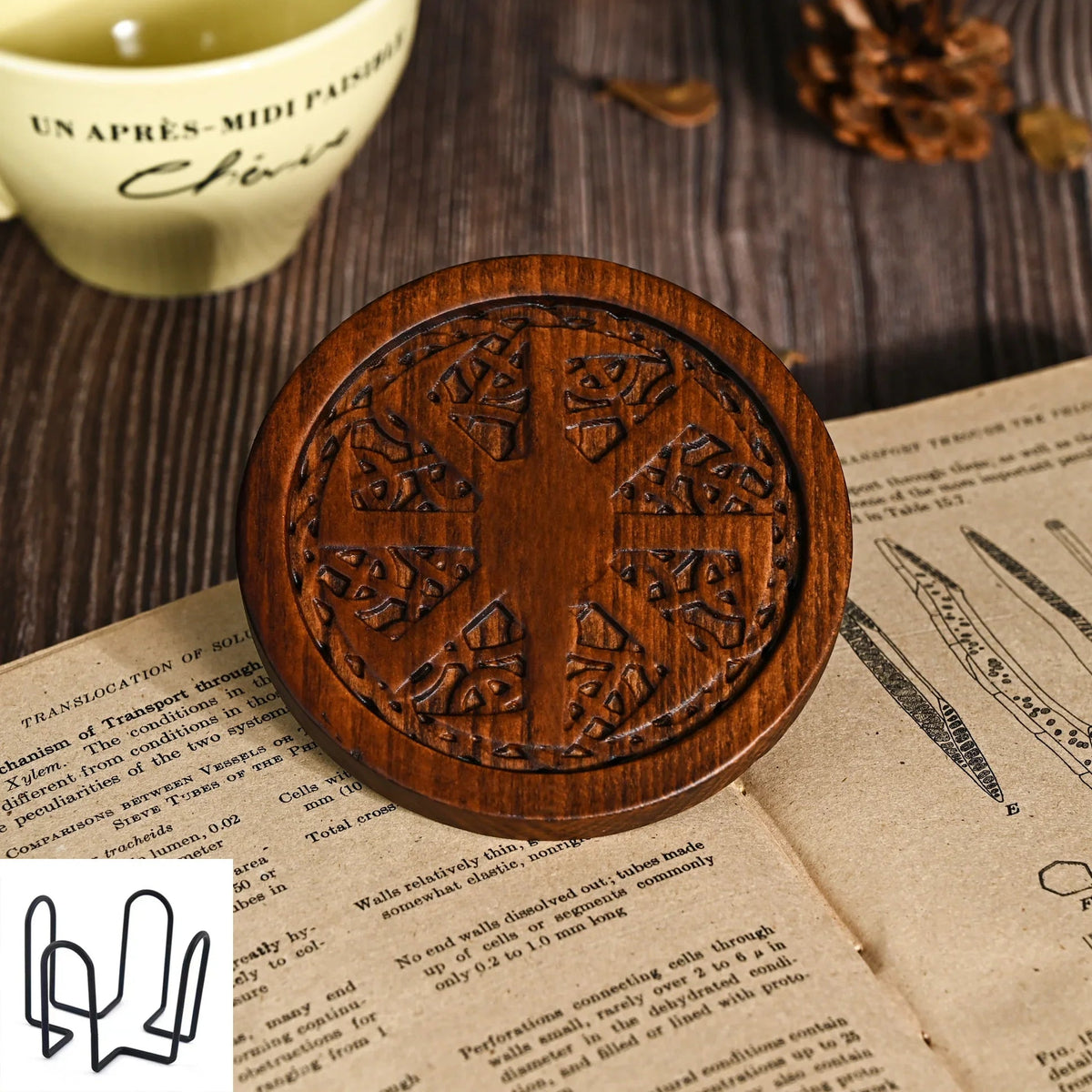 mokarve Wooden Tree of Life Celtic Cross Coasters - mokarve