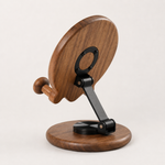 Black Walnut St. Benedict Cross Phone Stand—Foldable and Adjustable Christian Desktop Stand - craftsmanship detail