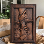 God's Redeeming Hand Beech Wood Carving Wall Decoration - product view