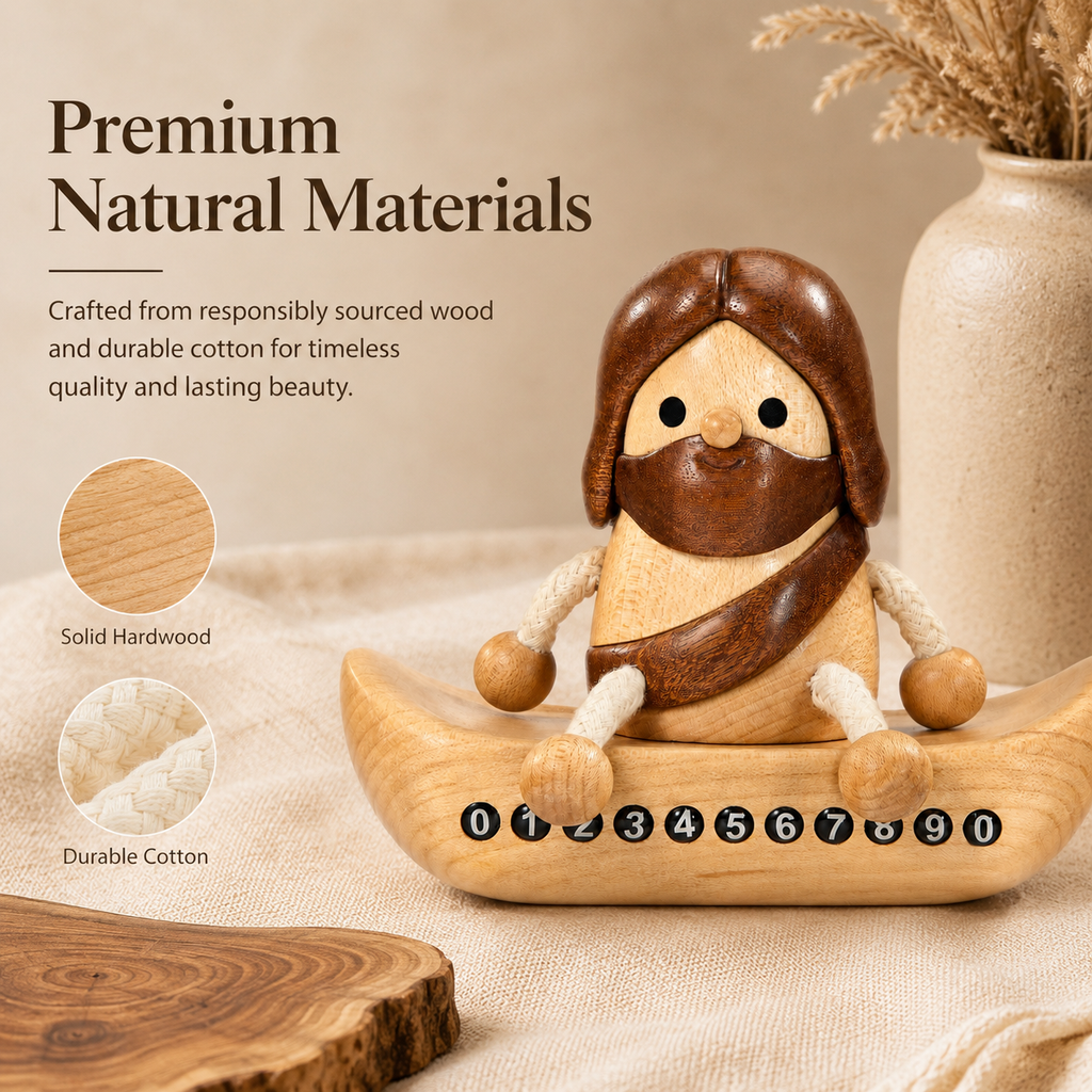 Wooden Jesus Dashboard Decor with Hidden Parking Number Display