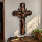 Hand-Carved White Ash Wood Cross - Sacred Christian Home Altar Decor for Christmas & Spiritual Gifting