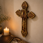 Hand-Carved Beechwood Our Lady of Guadalupe Wall Cross – Catholic Christian Home Décor