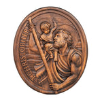 St.Christopher Christian Wood Carving Plaque/The patron saint of travelers - mokarve