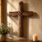 Hand-Carved Beechwood Intertwined Cross of Unity in Christ - design detail