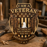 Veteran Memorial Plaque: "I Am A Veteran - My Enlistment Oath Has No Expiration Date" - Christian gift presentation