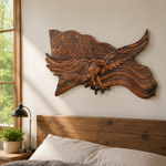 Eagle & Flag Wood Wall Plaque - Handcrafted American Heritage Tribute - craftsmanship detail