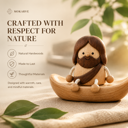 Wooden Jesus Dashboard Decor with Hidden Parking Number Display