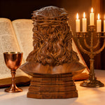 Boxwood Jesus Crown with Thorns Half-Length Desktop Ornament - design detail
