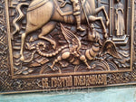 Saint George Wood carved icon of the Victorious Wooden carved icon Gift for family Carved Wooden gift Christian icon - mokarve