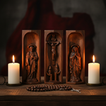 Beech Wood Holy Family Altar Decor - Handcrafted Christian Prayer Desktop Gift - Christian gift presentation