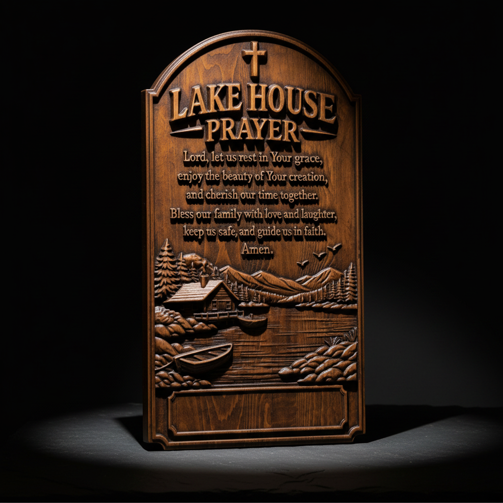 Lake House Prayer Wood Wall Plaque - Christian gift presentation
