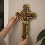 Hand-Carved White Ash Wood Cross - Sacred Christian Home Altar Decor for Christmas & Spiritual Gifting