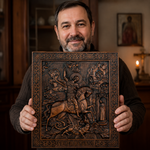 St. George the Victorious Hand-Carved Wood Icon – A Symbol of Courage & Faith - design detail