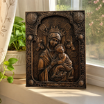 Our Lady of Perpetual Help Wood Art - Hand-Carved Catholic Gift - Mother Mary Comfort Figure