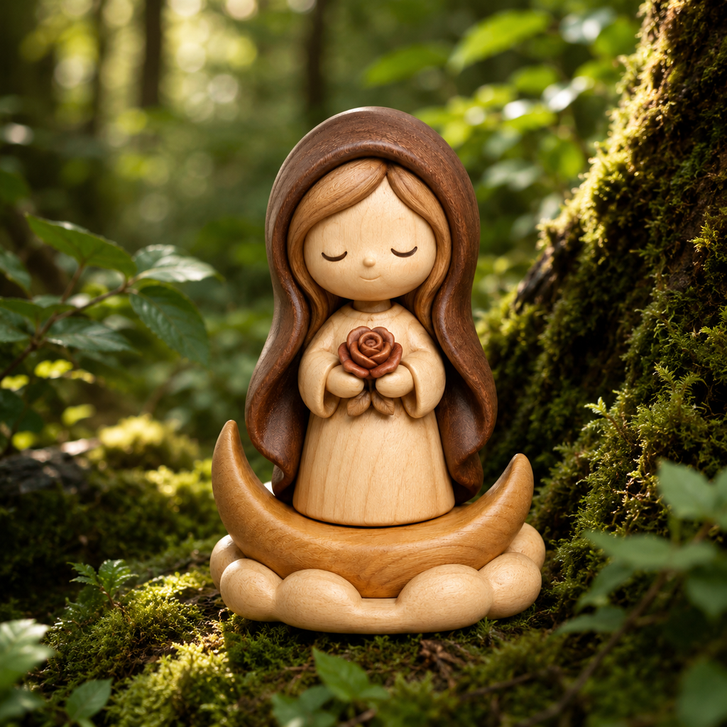 Original Wooden Virgin Mary Blessing Decor
