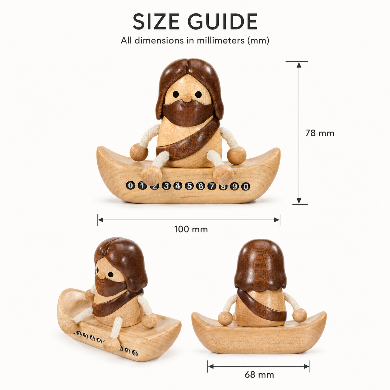 Wooden Jesus Dashboard Decor with Hidden Parking Number Display