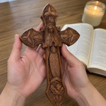 Hand-Carved Beechwood Our Lady of Guadalupe Wall Cross – Catholic Christian Home Décor - design detail