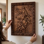 Assumption of Mary Hand-Carved Wood Wall Art: A Tribute to Heavenly Glory