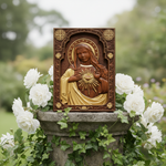 Immaculate Heart of Mary Hand-Carved Beech Wood Sculpture | Sacred Home Altar Ornament - size and finish detail
