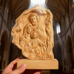 Southern European Boxwood Holy Family Blessing Ornament - Engraved with Your Surname - craftsmanship detail
