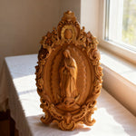 A Handcrafted Sanctuary: Our Lady of Guadalupe Wood Carving - design detail