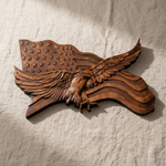 Eagle & Flag Wood Wall Plaque - Handcrafted American Heritage Tribute - faith-inspired design detail