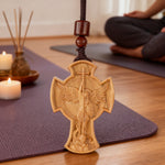 St. Michael the Archangel Wooden Cross Pendant - size and finish detail
