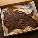 Eagle & Flag Wood Wall Plaque - Handcrafted American Heritage Tribute - side view