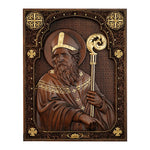 mokarve Saint Patrick Wood Carved Icon Religious Gift Wall Hanging Art Work - mokarve