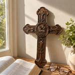 Lamb of God Wood Carving Cross Wall Decor - Paschal lamb - design detail