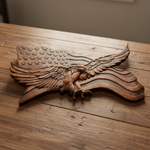 Eagle & Flag Wood Wall Plaque - Handcrafted American Heritage Tribute - gift presentation