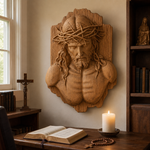 Jesus Crown of Thorns Beechwood Sculpture - design detail
